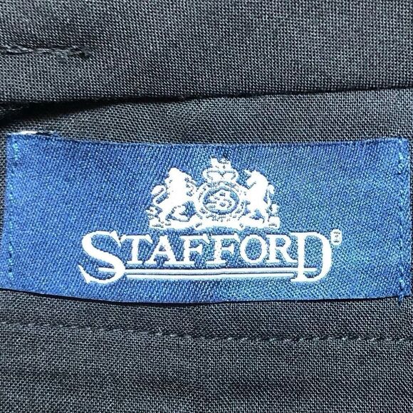 Stafford Ease Men’s Vintage Pleated Black Dress Pants Poly/Wool Blend Size 36/34 - Picture 7 of 9